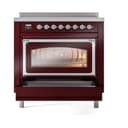 Nostalgie II Noblesse 36″ Induction Range   (Triple Glass Door, Burgundy, Chrome) view 4