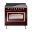 Nostalgie II Noblesse 36″ Induction Range   (Triple Glass Door, Burgundy, Copper) view 1