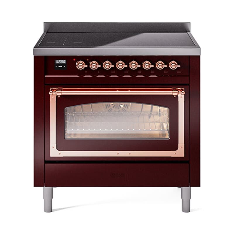 Nostalgie II Noblesse 36″ Induction Range (Triple Glass Door, Burgundy, Copper)