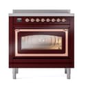 Nostalgie II Noblesse 36″ Induction Range   (Triple Glass Door, Burgundy, Copper) view 2