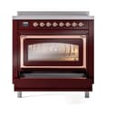 Nostalgie II Noblesse 36″ Induction Range   (Triple Glass Door, Burgundy, Copper) view 4
