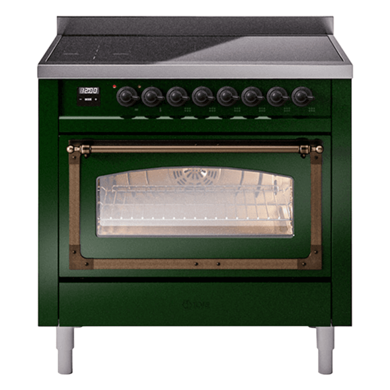 Nostalgie II Noblesse 36″ Induction Range (Triple Glass Door, Emerald Green, Burnished)
