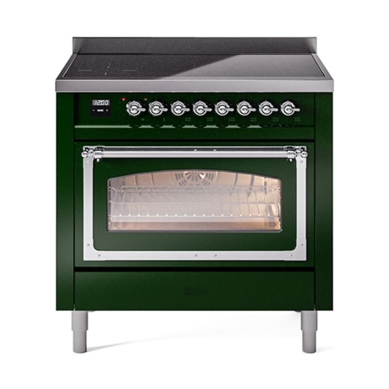 Nostalgie II Noblesse 36″ Induction Range (Triple Glass Door, Emerald Green, Chrome)