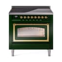 Nostalgie II Noblesse 36″ Induction Range   (Triple Glass Door, Emerald Green, Brass) view 1