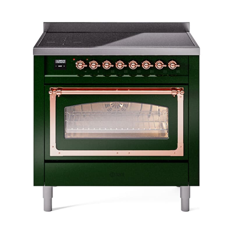 Nostalgie II Noblesse 36″ Induction Range (Triple Glass Door, Emerald Green, Copper)