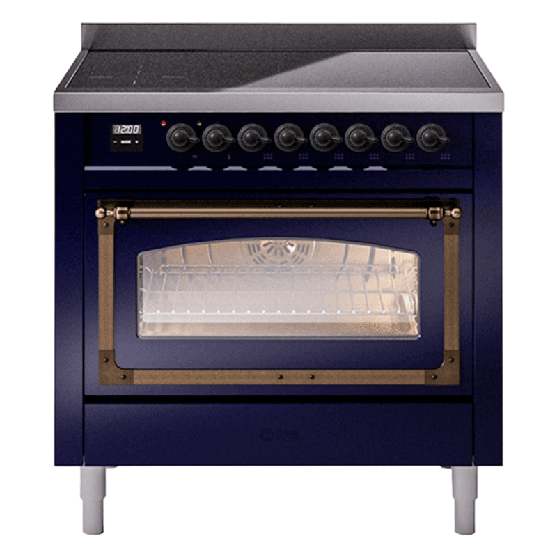 Nostalgie II Noblesse 36″ Induction Range (Triple Glass Door, Midnight Blue, Burnished)