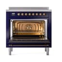 Nostalgie II Noblesse 36″ Induction Range   (Triple Glass Door, Midnight Blue, Burnished) view 3