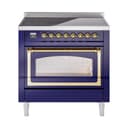 Nostalgie II Noblesse 36″ Induction Range   (Triple Glass Door, Midnight Blue, Brass) view 1