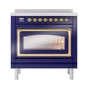 Nostalgie II Noblesse 36″ Induction Range   (Triple Glass Door, Midnight Blue, Brass) view 2