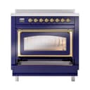 Nostalgie II Noblesse 36″ Induction Range   (Triple Glass Door, Midnight Blue, Brass) view 4
