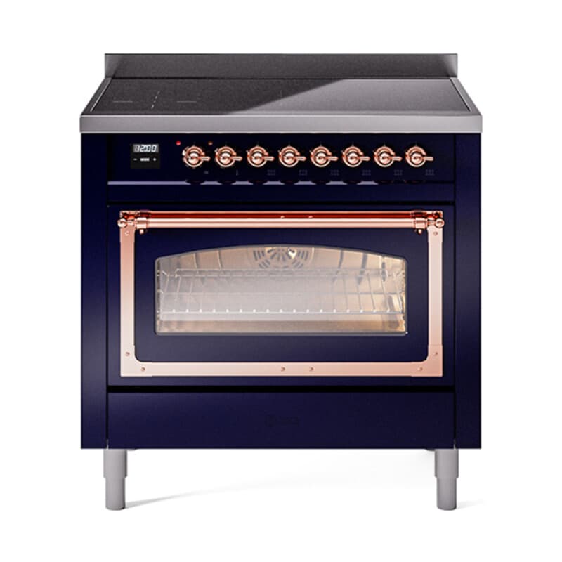 Nostalgie II Noblesse 36″ Induction Range (Triple Glass Door, Midnight Blue, Copper)