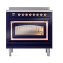 Nostalgie II Noblesse 36″ Induction Range   (Triple Glass Door, Midnight Blue, Copper) view 2