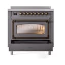 Nostalgie II Noblesse 36″ Induction Range   (Triple Glass Door, Graphite Matte, Burnished) view 4