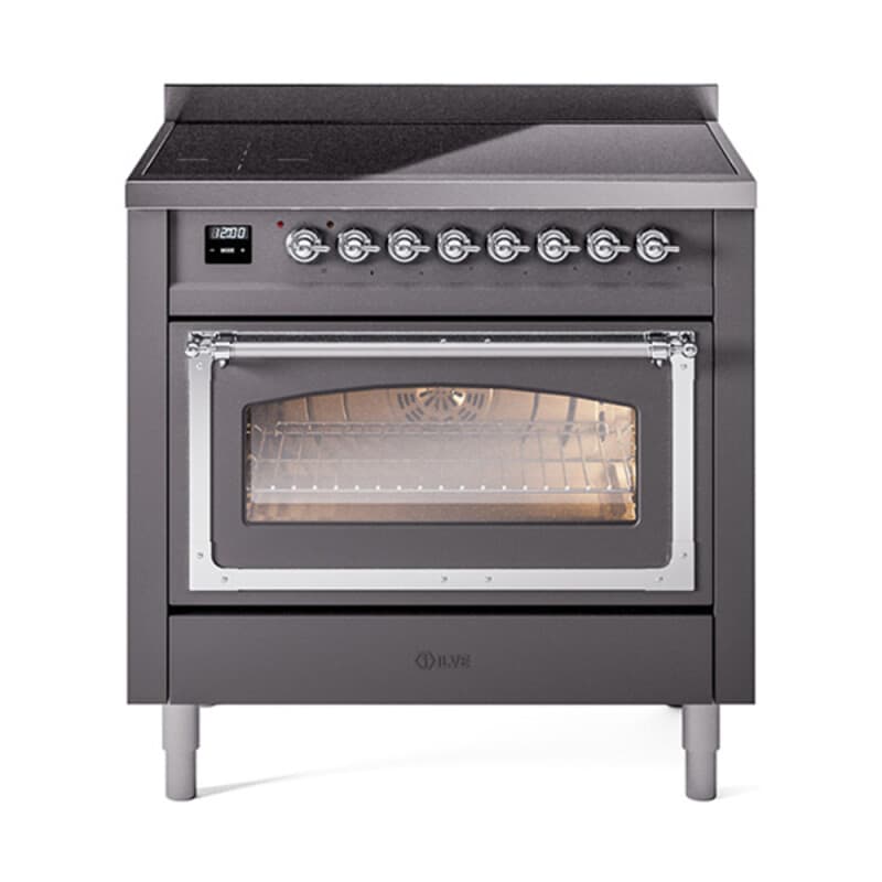 Nostalgie II Noblesse 36″ Induction Range (Triple Glass Door, Graphite Matte, Chrome)