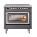 Nostalgie II Noblesse 36″ Induction Range   (Triple Glass Door, Graphite Matte, Chrome) view 2