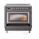 Nostalgie II Noblesse 36″ Induction Range   (Triple Glass Door, Graphite Matte, Chrome) view 4