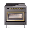 Nostalgie II Noblesse 36″ Induction Range   (Triple Glass Door, Graphite Matte, Brass) view 1