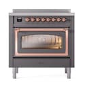 Nostalgie II Noblesse 36″ Induction Range   (Triple Glass Door, Graphite Matte, Copper) view 2