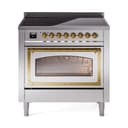 Nostalgie II Noblesse 36″ Induction Range   (Triple Glass Door, Stainless Steel, Brass) view 1