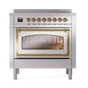 Nostalgie II Noblesse 36″ Induction Range   (Triple Glass Door, Stainless Steel, Brass) view 2
