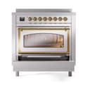 Nostalgie II Noblesse 36″ Induction Range   (Triple Glass Door, Stainless Steel, Brass) view 4