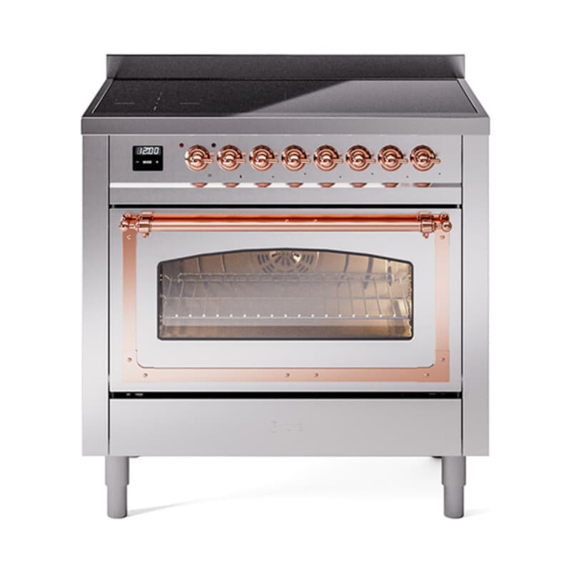Nostalgie II Noblesse 36″ Induction Range   (Triple Glass Door, Stainless Steel, Copper)