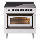 Nostalgie II Noblesse 36″ Induction Range   (Triple Glass Door, White, Burnished) view 1