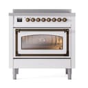 Nostalgie II Noblesse 36″ Induction Range   (Triple Glass Door, White, Burnished) view 2
