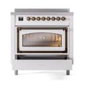 Nostalgie II Noblesse 36″ Induction Range   (Triple Glass Door, White, Burnished) view 4