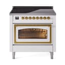 Nostalgie II Noblesse 36″ Induction Range   (Triple Glass Door, White, Brass) view 1