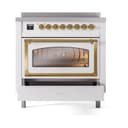Nostalgie II Noblesse 36″ Induction Range   (Triple Glass Door, White, Brass) view 4