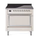 Nostalgie II Noblesse 36″ Induction Range   (Solid Door, Antique White, Chrome) view 1