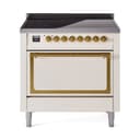 Nostalgie II Noblesse 36″ Induction Range   (Solid Door, Antique White, Brass) view 1