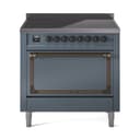 Nostalgie II Noblesse 36″ Induction Range   (Solid Door, Blue Grey, Burnished) view 1
