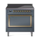 Nostalgie II Noblesse 36″ Induction Range   (Solid Door, Blue Grey, Brass) view 1