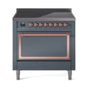 Nostalgie II Noblesse 36″ Induction Range   (Solid Door, Blue Grey, Copper) view 1