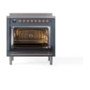 Nostalgie II Noblesse 36″ Induction Range   (Solid Door, Blue Grey, Copper) view 2