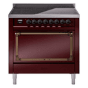 Nostalgie II Noblesse 36″ Induction Range   (Solid Door, Burgundy, Burnished) view 1