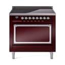 Nostalgie II Noblesse 36″ Induction Range   (Solid Door, Burgundy, Chrome) view 1