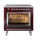 Nostalgie II Noblesse 36″ Induction Range   (Solid Door, Burgundy, Chrome) view 2