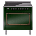 Nostalgie II Noblesse 36″ Induction Range   (Solid Door, Emerald Green, Burnished) view 1
