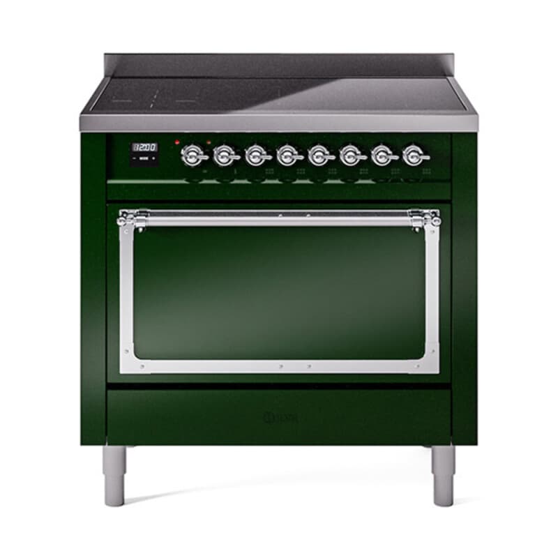 Nostalgie II Noblesse 36″ Induction Range (Solid Door, Emerald Green, Chrome)