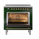 Nostalgie II Noblesse 36″ Induction Range   (Solid Door, Emerald Green, Brass) view 2