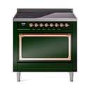 Nostalgie II Noblesse 36″ Induction Range   (Solid Door, Emerald Green, Copper) view 1
