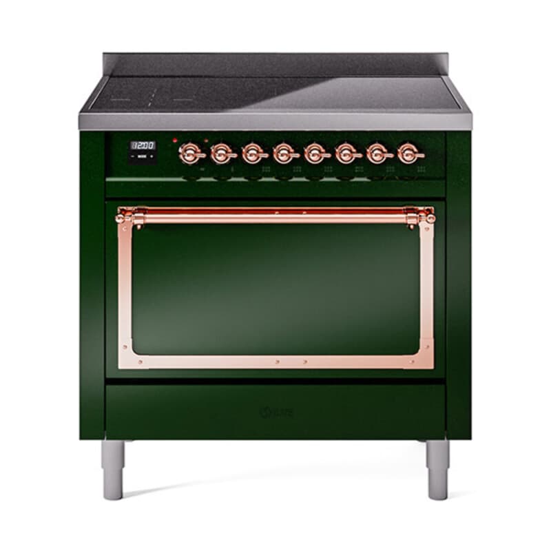 Nostalgie II Noblesse 36″ Induction Range (Solid Door, Emerald Green, Copper)