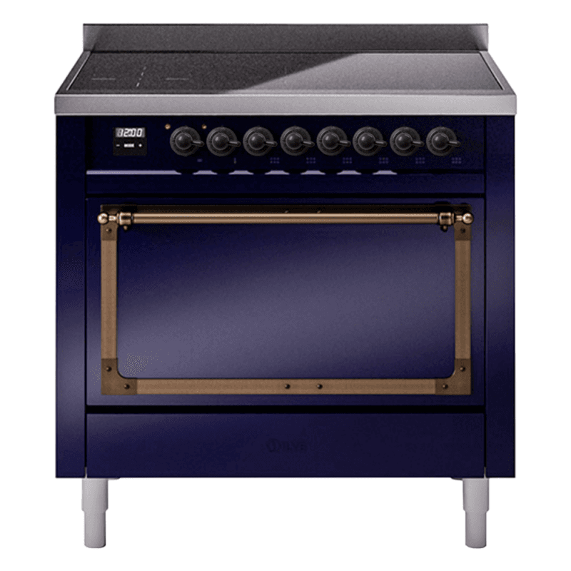 Nostalgie II Noblesse 36″ Induction Range (Solid Door, Midnight Blue, Burnished)