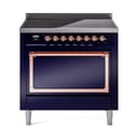 Nostalgie II Noblesse 36″ Induction Range   (Solid Door, Midnight Blue, Copper) view 1