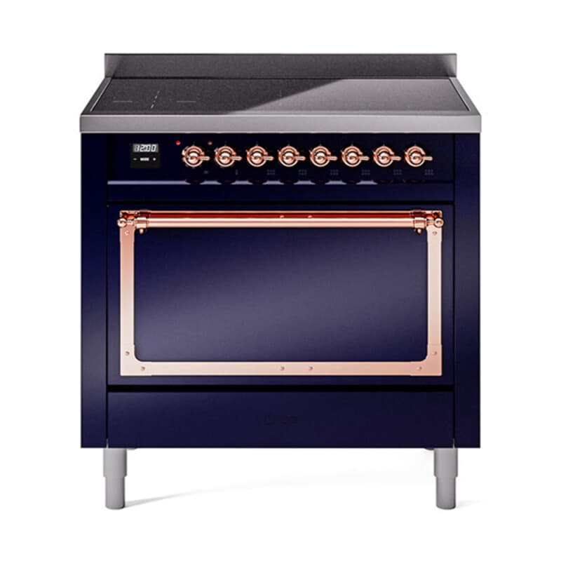 Nostalgie II Noblesse 36″ Induction Range (Solid Door, Midnight Blue, Copper)