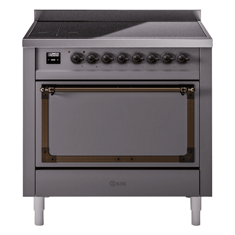 Nostalgie II Noblesse 36″ Induction Range (Solid Door, Graphite Matte, Burnished)