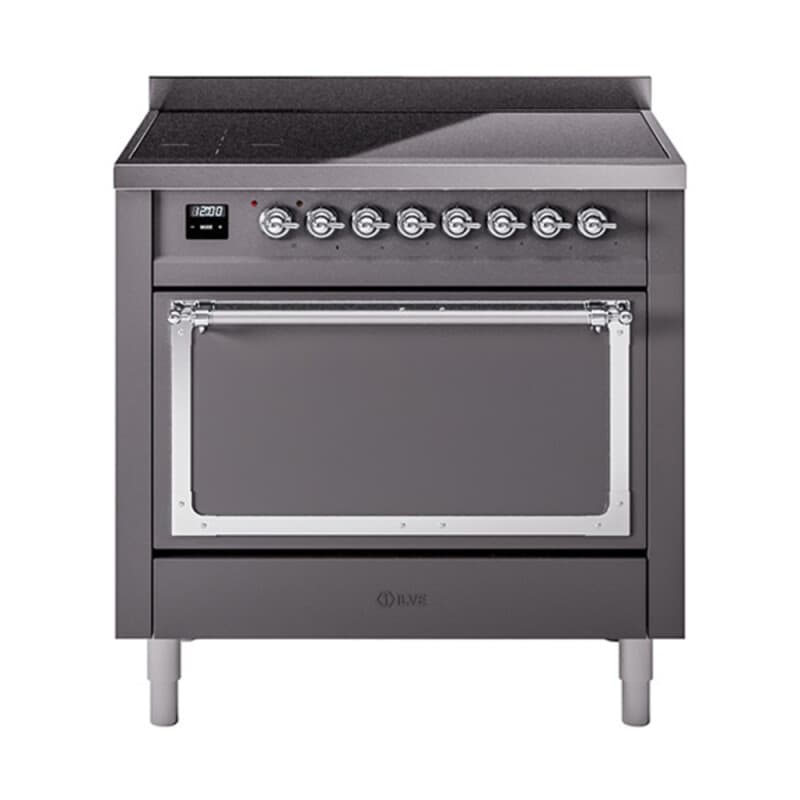 Nostalgie II Noblesse 36″ Induction Range (Solid Door, Graphite Matte, Chrome)